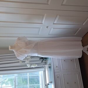 Vince Womens Optic White Flutter‎ Short Sleeve Wrap Midi Dress Nude Lining SMALL